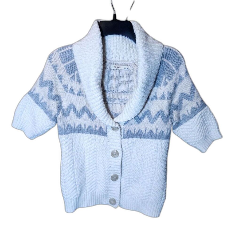 Old Navy Fair Isle Short Sleeve Shawl Cardigan M